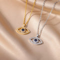 Necklace With Blue Turkish Evil Eye Zircon Pendant Silver