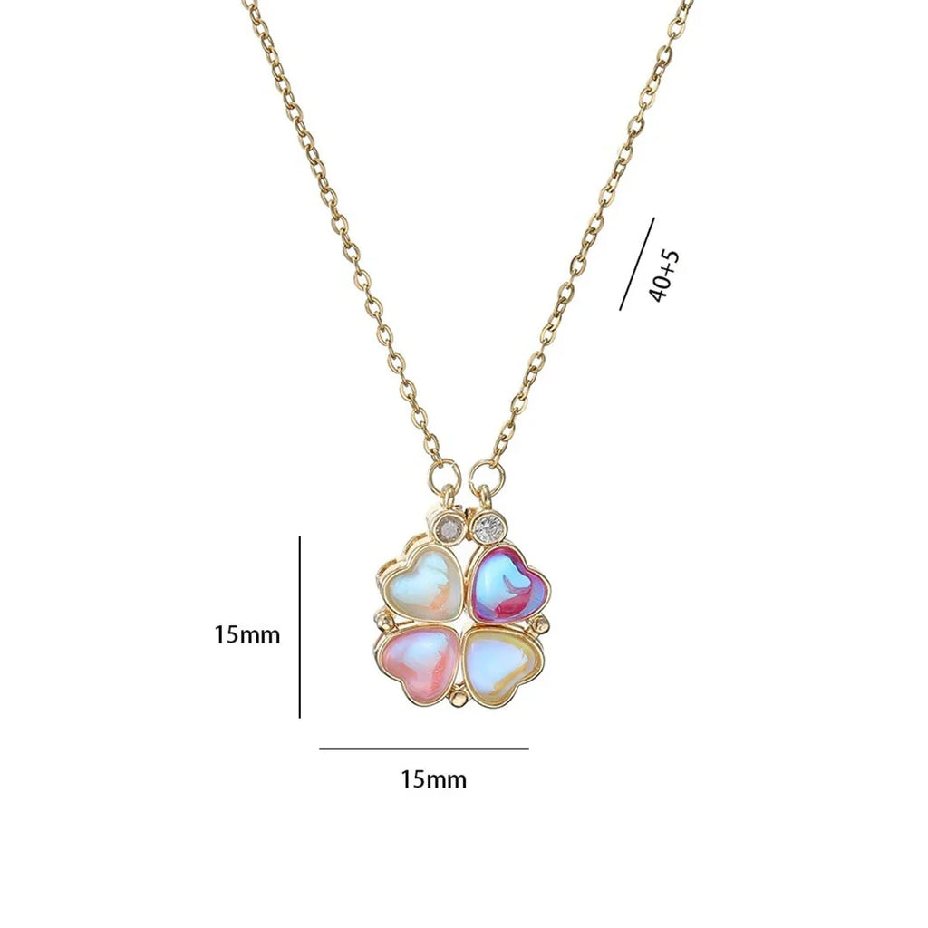 Choker Necklace with Four-Leaf Clover Heart Pendants for Women