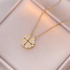 Choker Necklace with Four-Leaf Clover Heart Pendants for Women gold