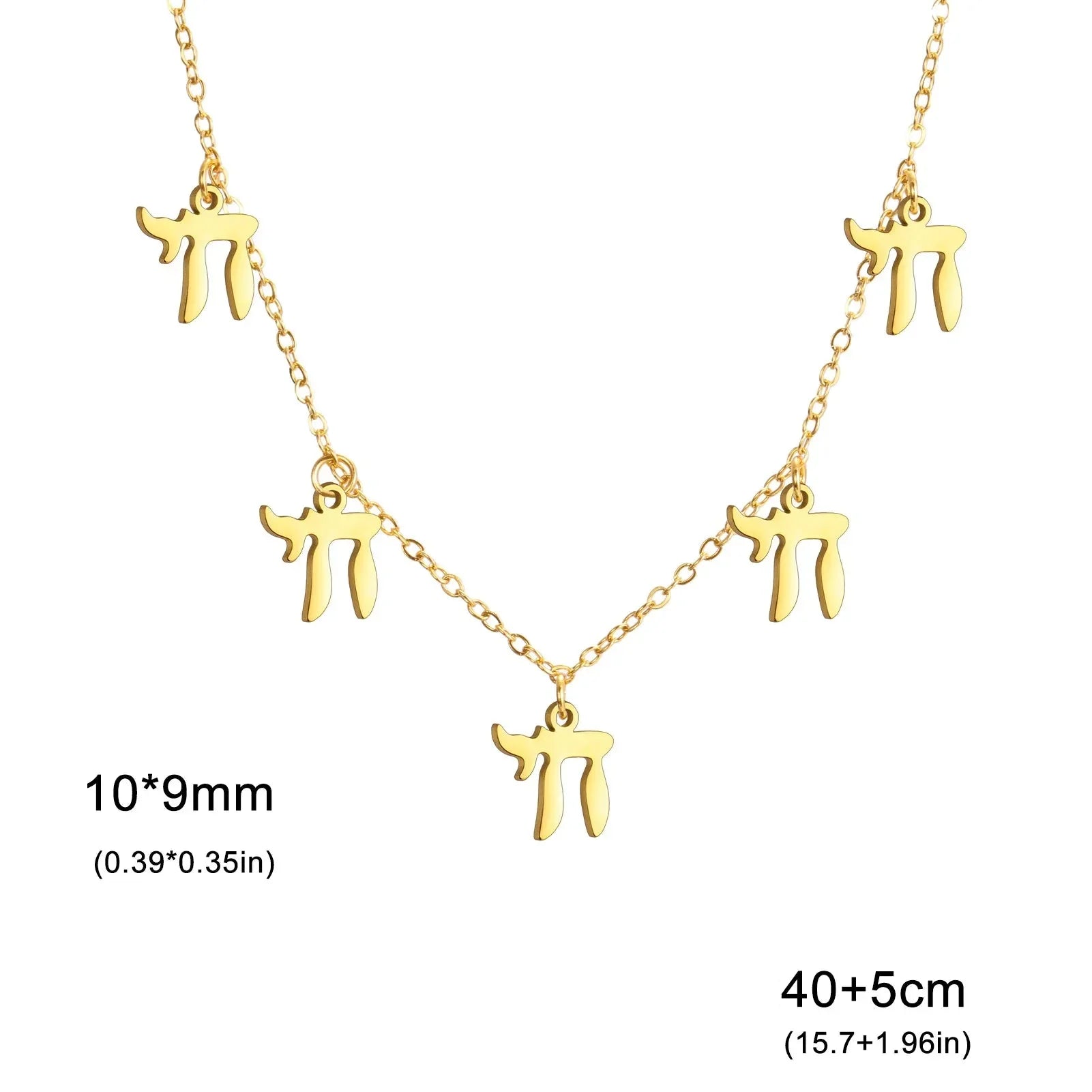Collier avec pendentifs en lettre hébraïque Chai juif or