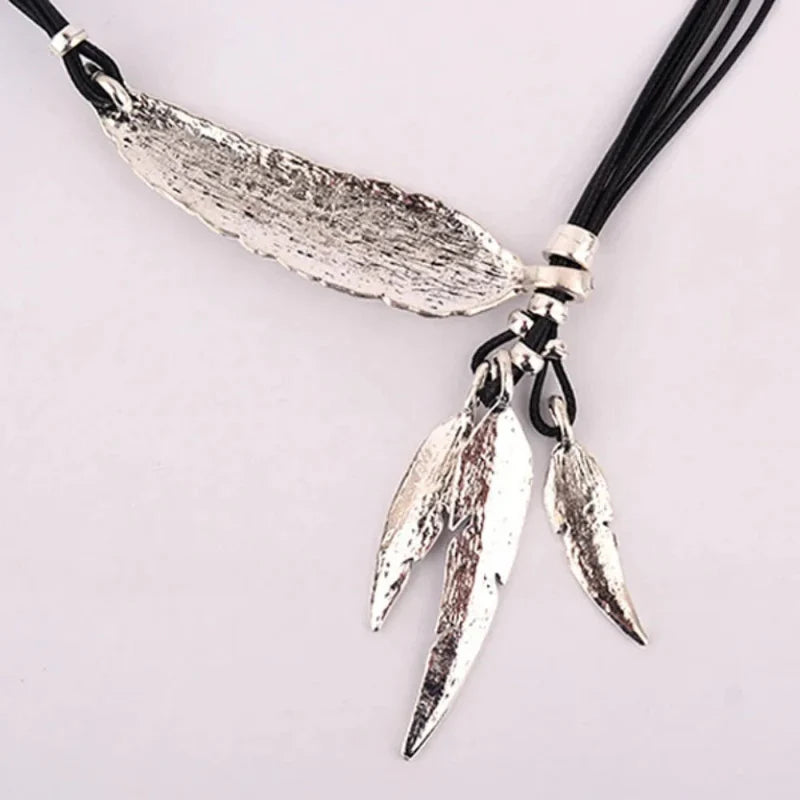 Necklace with Silver Feather Pendant