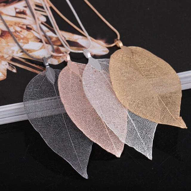 Bohemian Leaf Pendant Necklace
