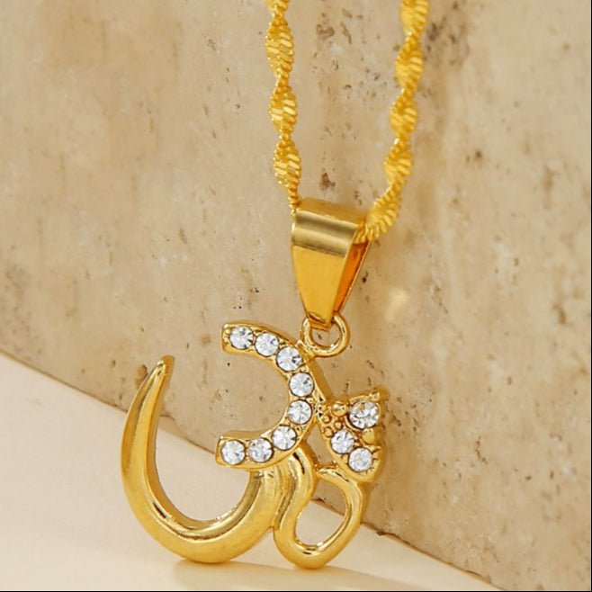 Gold OM Buddhist Necklace