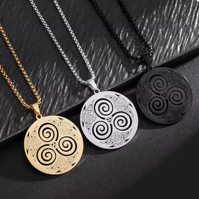 Celtic Necklace Triskel Pendant Viking Nordic Men Women