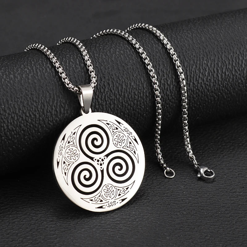 Celtic Necklace Triskel Pendant Viking Nordic Men Women