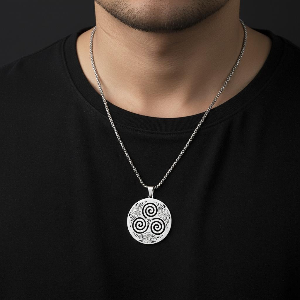 Celtic Necklace Triskel Pendant Viking Nordic Men Women
