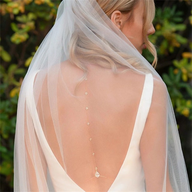 Back Chain Wedding Necklace with Diamonds