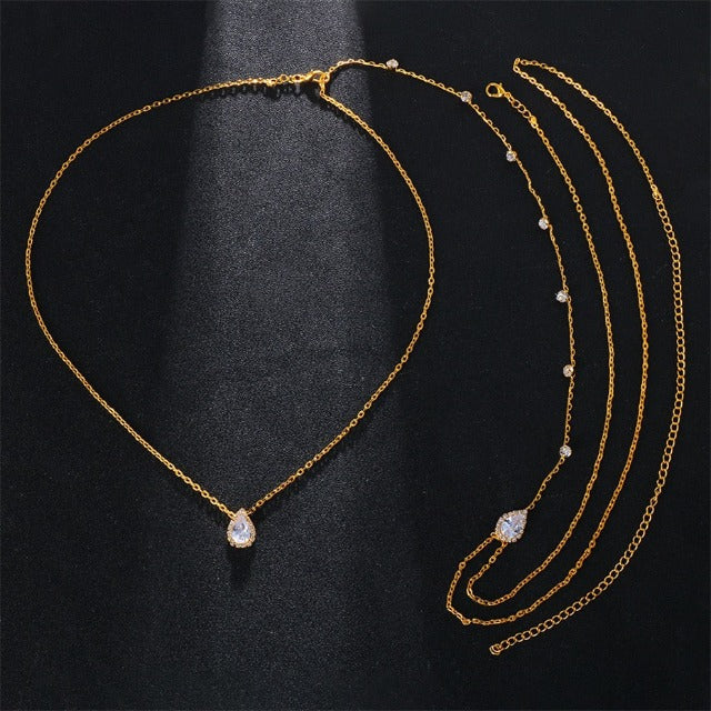 Back Chain Wedding Necklace with Gold Diamonds