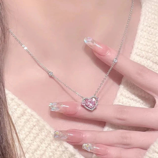 Collier Cœur Brillant pour Femme en Argent Véritable
