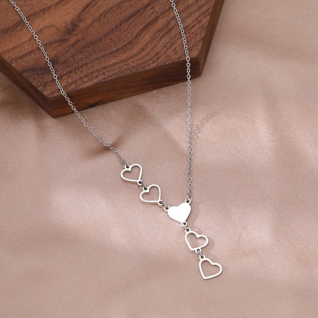 Long Heart Necklace silver