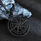 Compass Necklace Pendant Compass Rose Cardinal Points black
