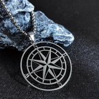 Compass Necklace Pendant Compass Rose Cardinal Points silver