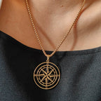 Compass Necklace Pendant Compass Rose Cardinal Points gold