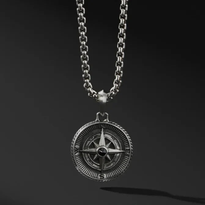 Compass Pendant Necklace Men's Wind Rose Compass