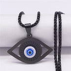 Necklace Against the Blue Greek Turkish Evil Eye Matiasma Mataki Black Pendant