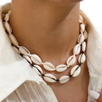 Collier coquillage cauri blanc blanc