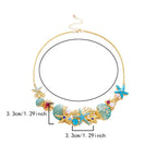 Collier coquillage doré et bleuté