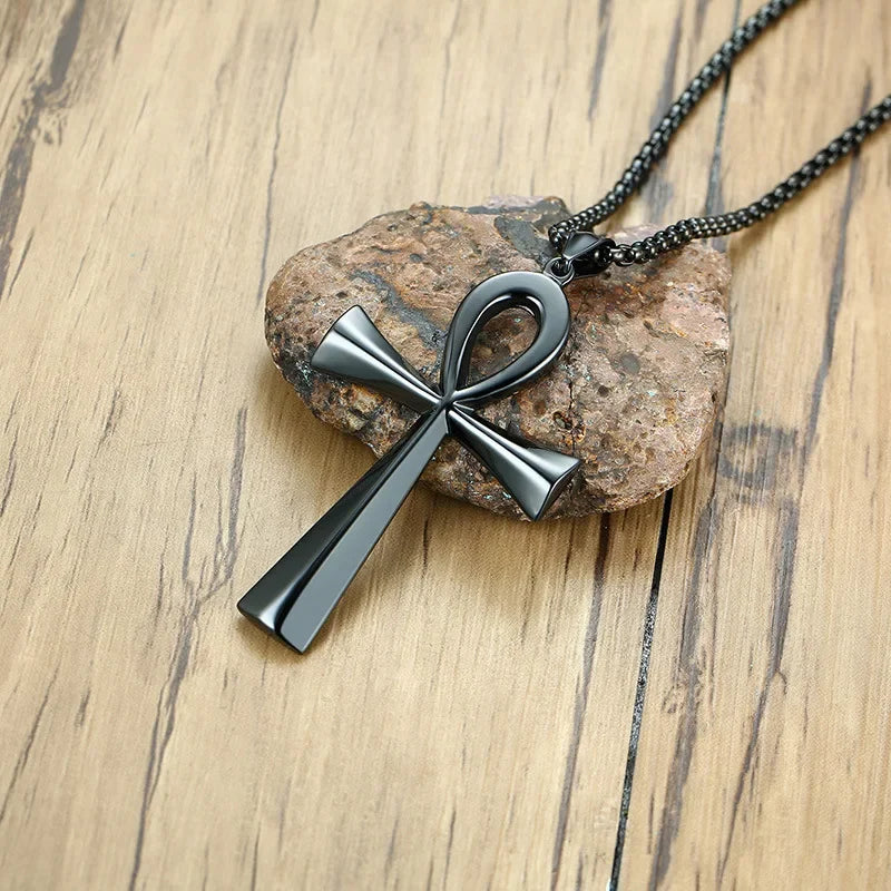 Egyptian Cross Necklace Black Pendant