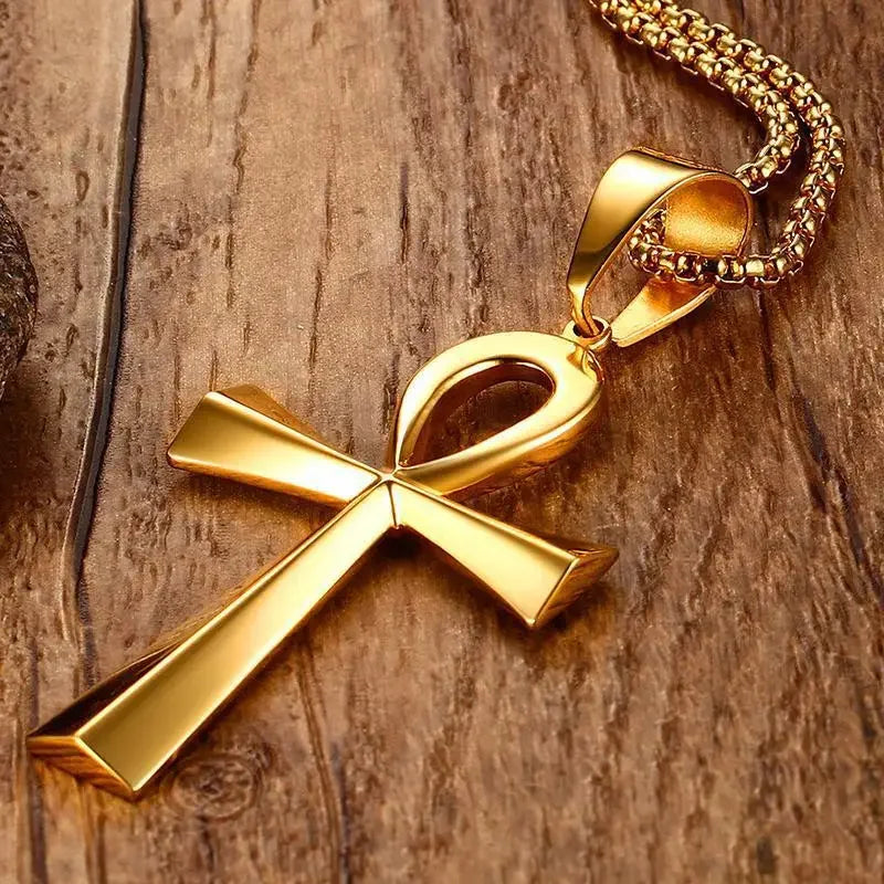 Egyptian Cross Necklace Gold Pendant