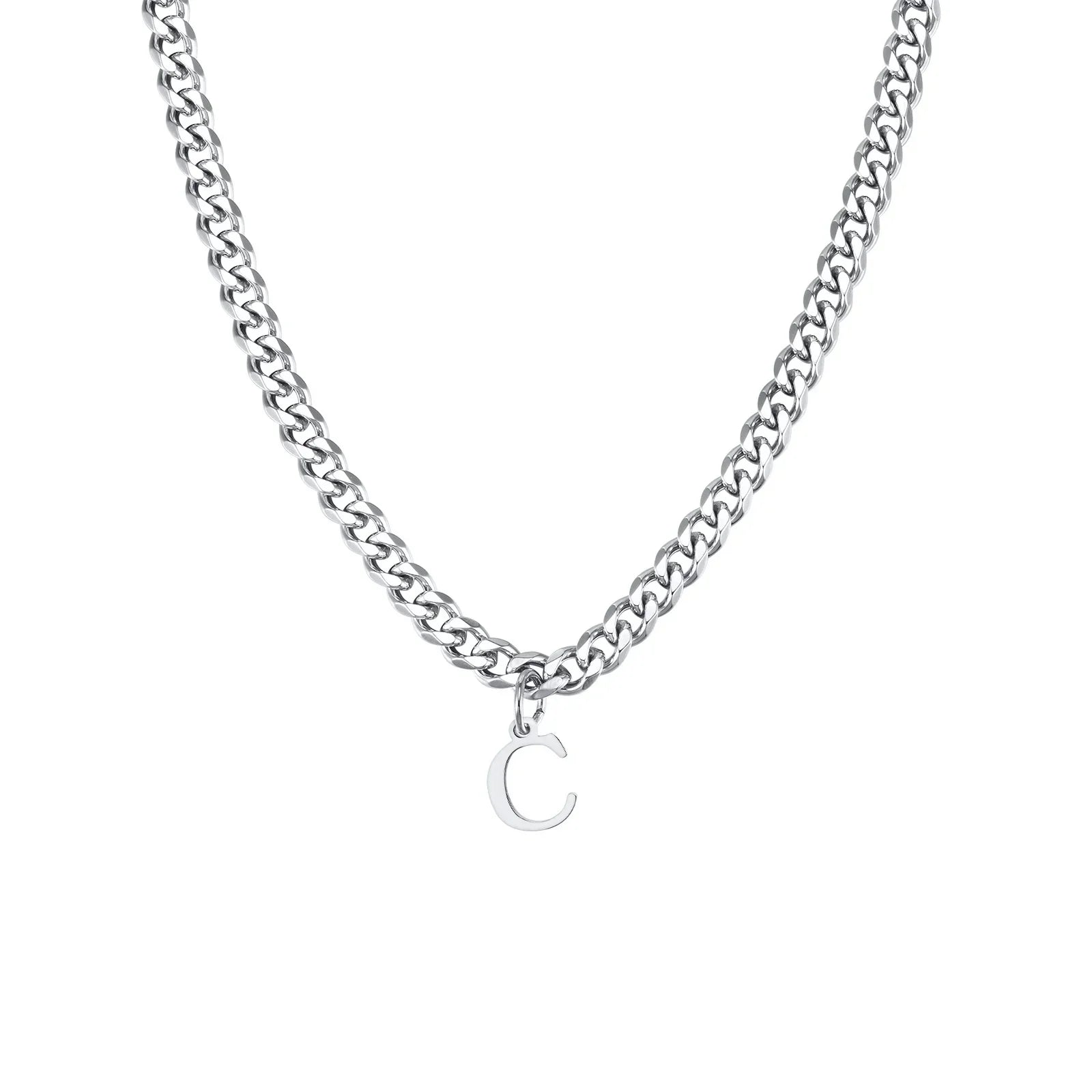 Collier homme avec pendentif personnalisé initiale  c