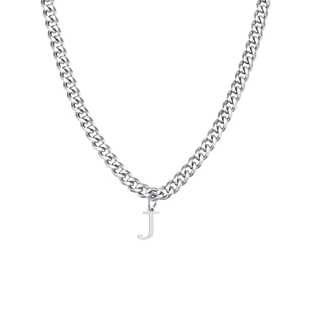 Collier homme avec pendentif personnalisé initiale  j