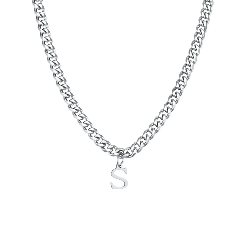 Collier homme avec pendentif personnalisé initiale  s