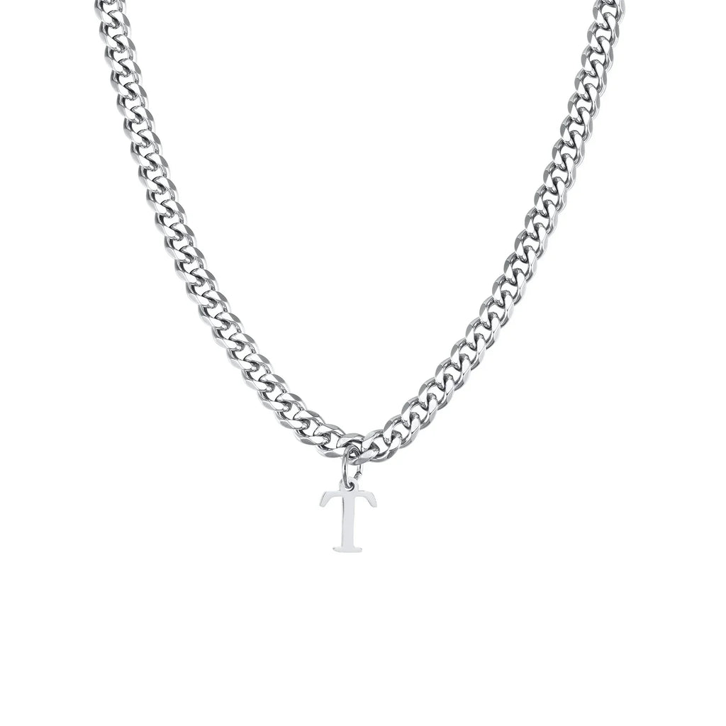 Collier homme avec pendentif personnalisé initiale  t