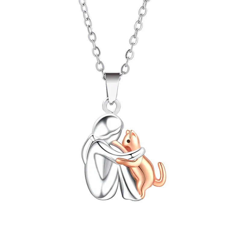 Love Necklace Cuddle Cat and Master 