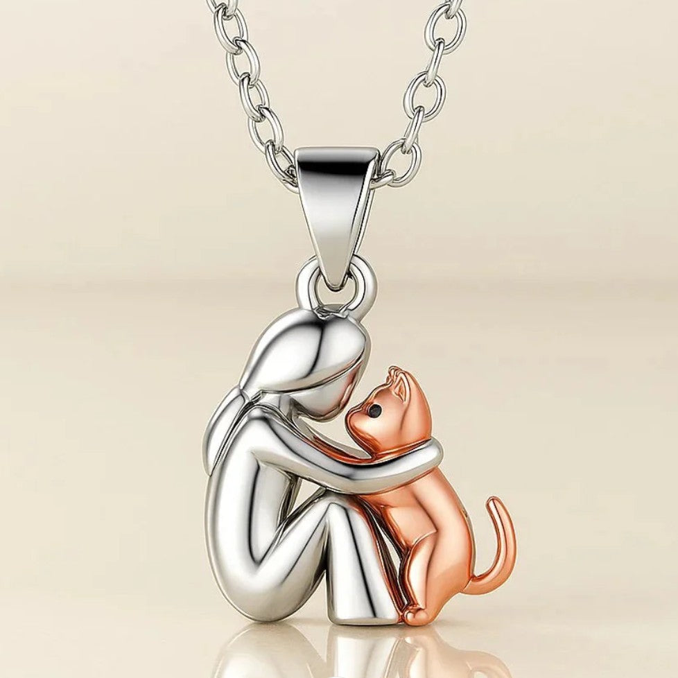 Love Necklace Cuddle Cat and Master 