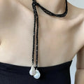 Charm Necklace with Black Bead Pendant