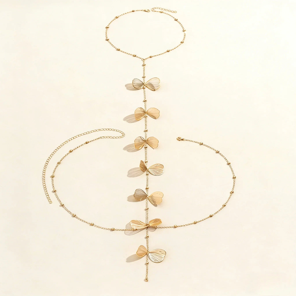 Collier de dos à fleurs - chaîne dorsale pour femme