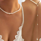 Collier de dos avec perles - chaîne dorsale pour femme