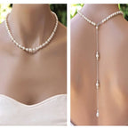 Back Necklace Wedding with Pearls for Women