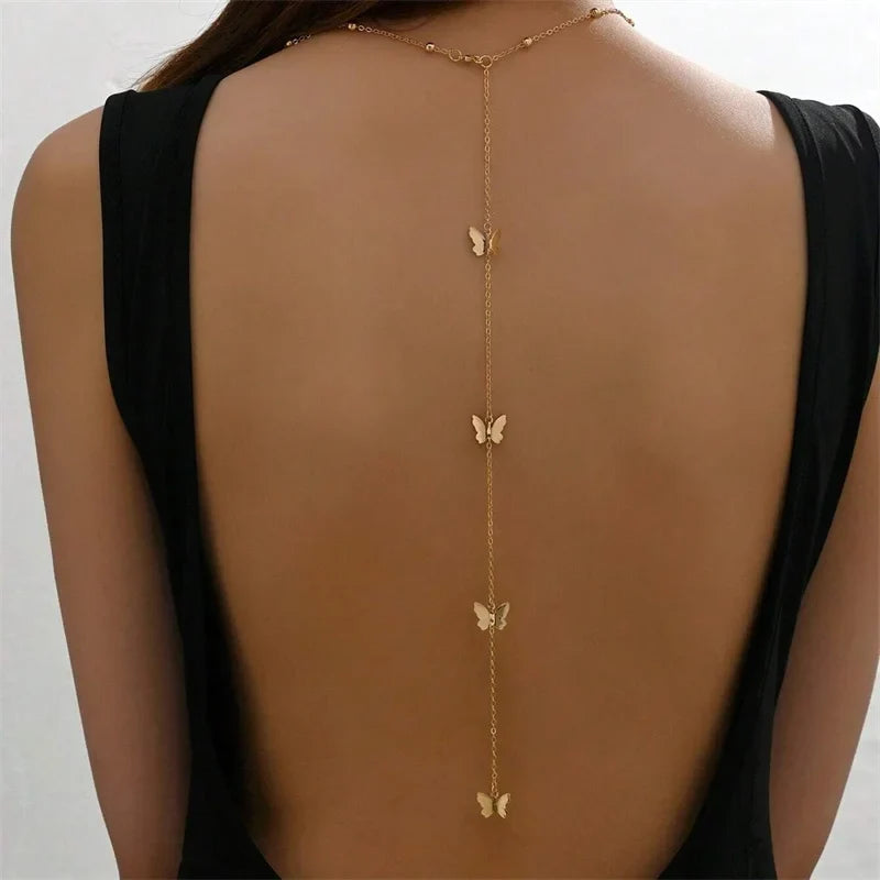 Collier de dos papillon - chaîne dorsale pour femme or