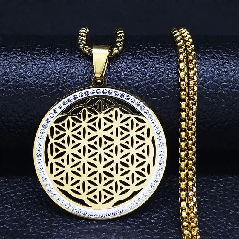 Flower of Life Pendant Necklace gold