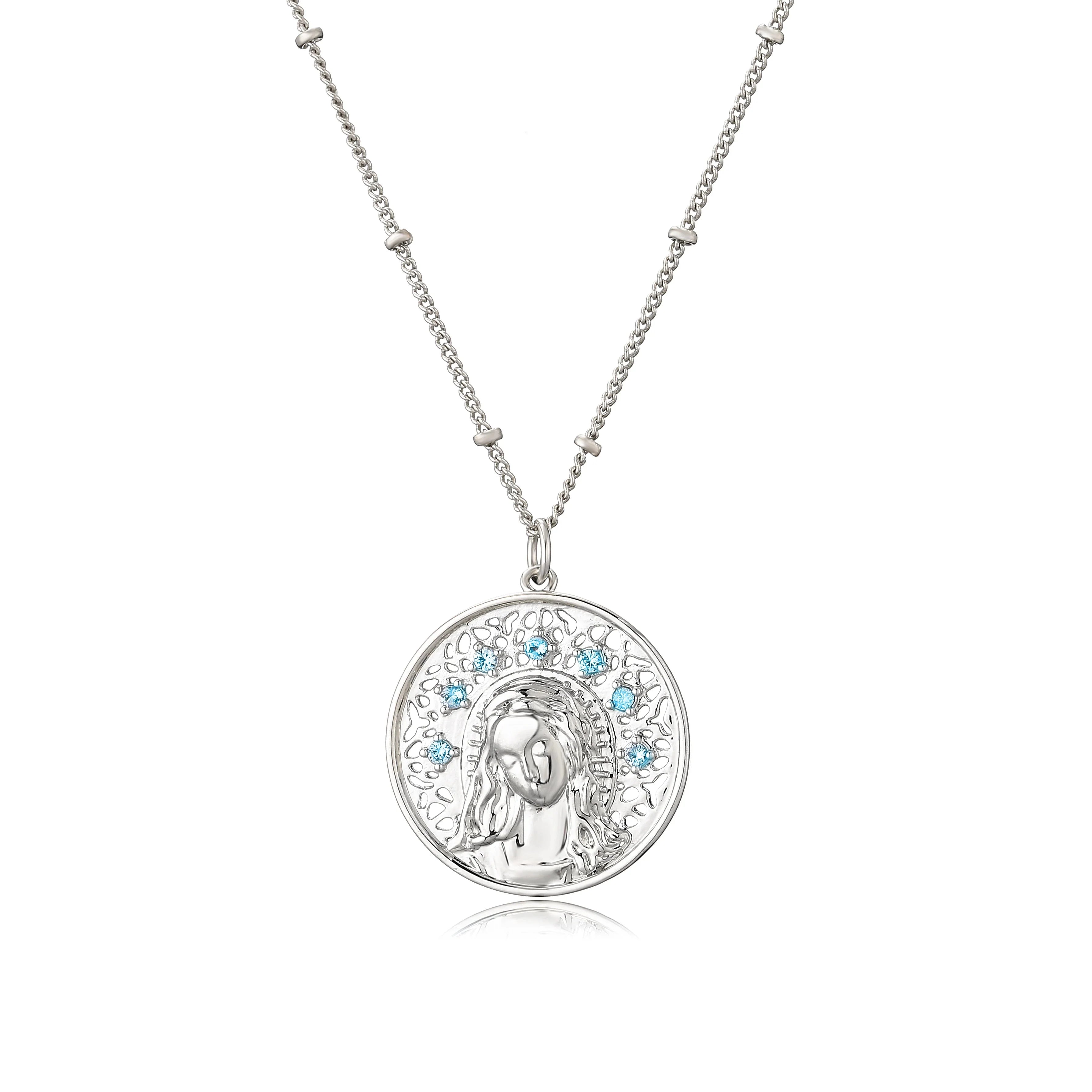 Virgin Mary Necklace Christian Pendant silver