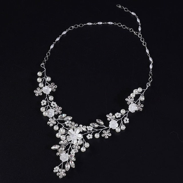 Silver Flower Wedding Necklace
