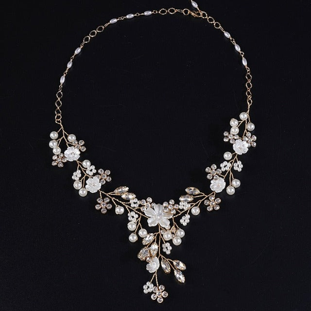 Gold Flower Wedding Necklace