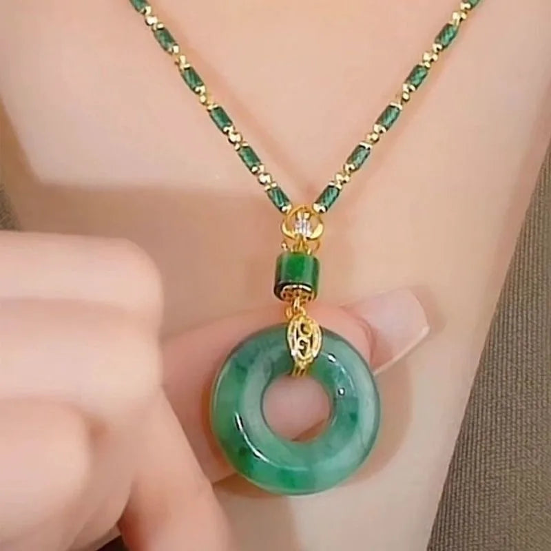 Peace and Blessing Necklace in Hetian Jade 