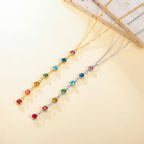 Protection Necklace with Long Pendant in 7 Chakra Stones gold