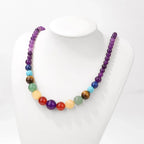 Protection Necklace with Pendant in 7 Chakra Stones amethyst