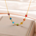 Protection Necklace with 7 Chakra Stone Pendant for Women gold