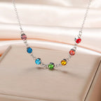 Protection Necklace with 7 Chakra Stone Pendant for Women silver