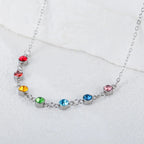 Protection Necklace with 7 Chakra Stone Pendant for Women silver