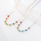 Protection Necklace with 7 Chakra Stone Pendant for Women gold