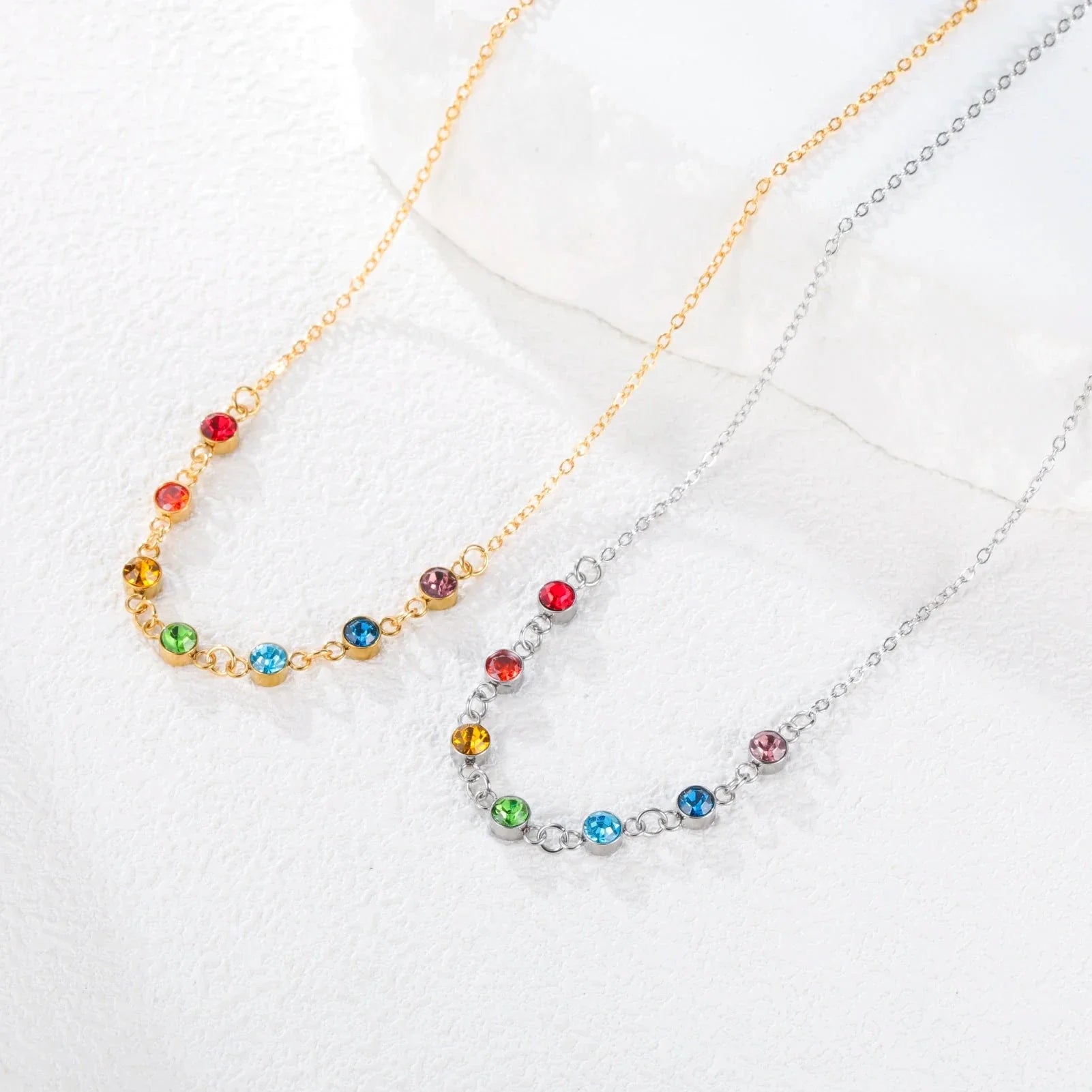 Protection Necklace with 7 Chakra Stone Pendant for Women gold