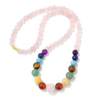 Protection Necklace with Pendant in 7 Chakra Stones rose quartz