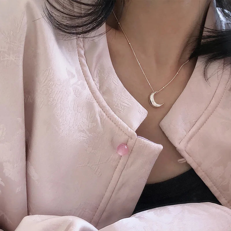 Discreet Necklace with Moon Pendant