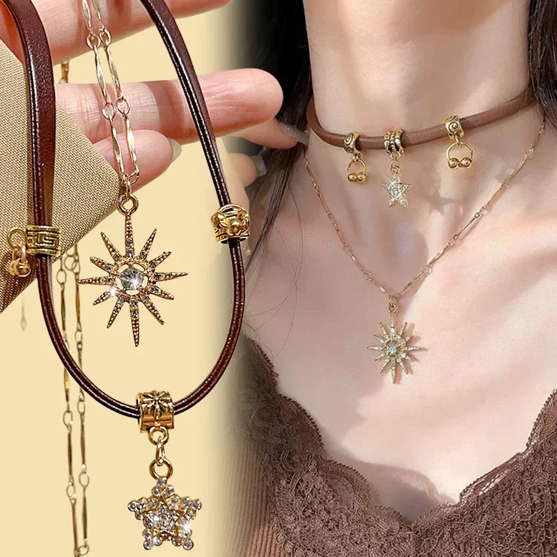 Double Pendant Sun Necklace
