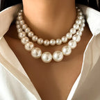 Elegant Double Choker Necklace with Pearls